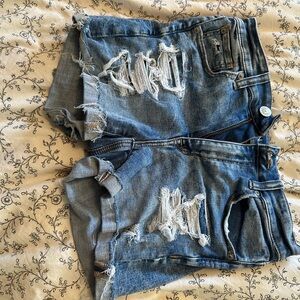 American Eagle Outfitters Distressed Blue Denim Jean Shorts